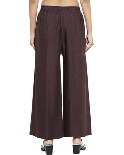 Brown Rayon Cotton Regular Fit Palazzo Pants for Women 